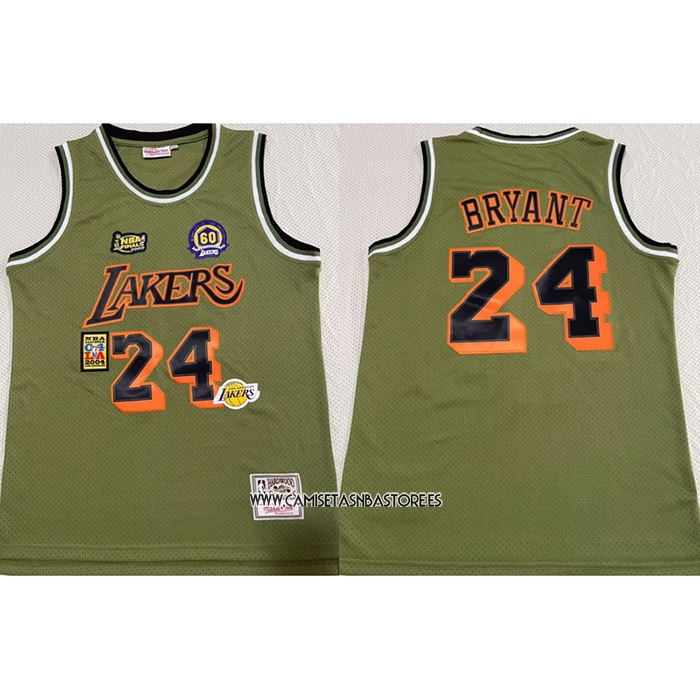 Kobe Bryant NO 24 Camiseta Los Angeles Lakers Mitchell & Ness Verde